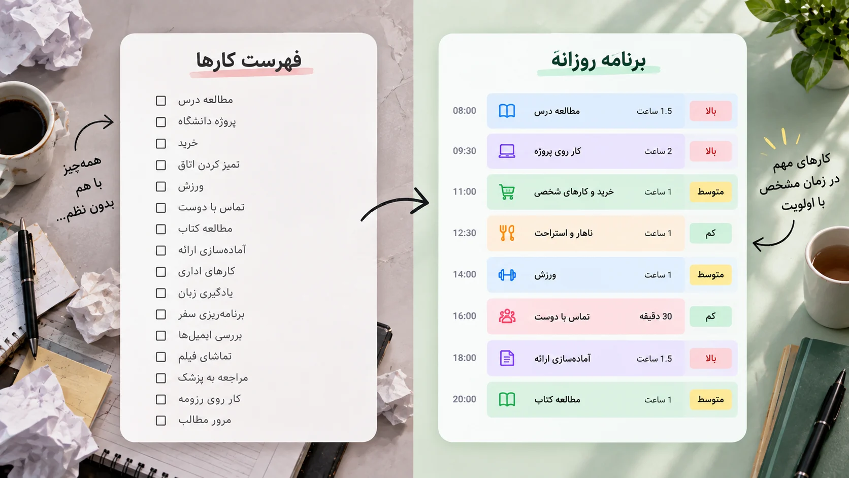 برنامه ریزی شخصی برای مدیریت بهتر کارهای روزانه؛ از فهرست کار تا اجرا 1 برنامه ریزی شخصی برای مدیریت بهتر کارهای روزانه؛ از فهرست کار تا اجرا